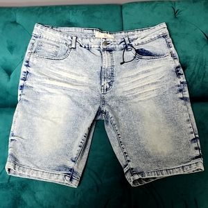 Refinery Republic faded blue stretch Denim Mens Shorts